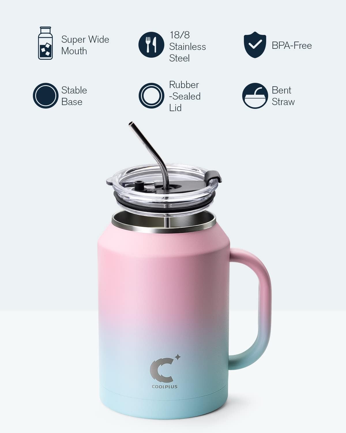 50 oz Mug Tumbler with Handle and Straw