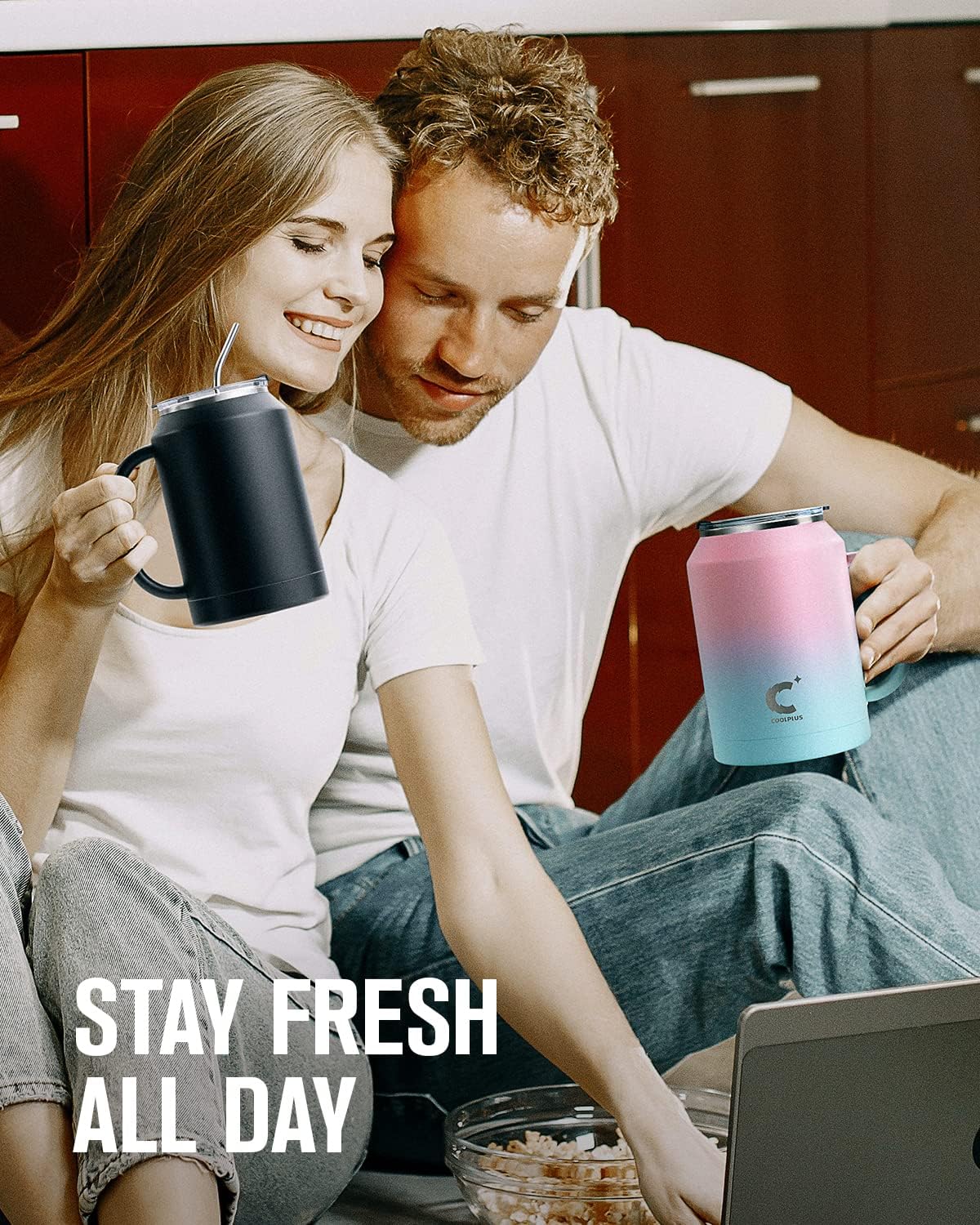 50 oz Mug Tumbler with Handle and Straw