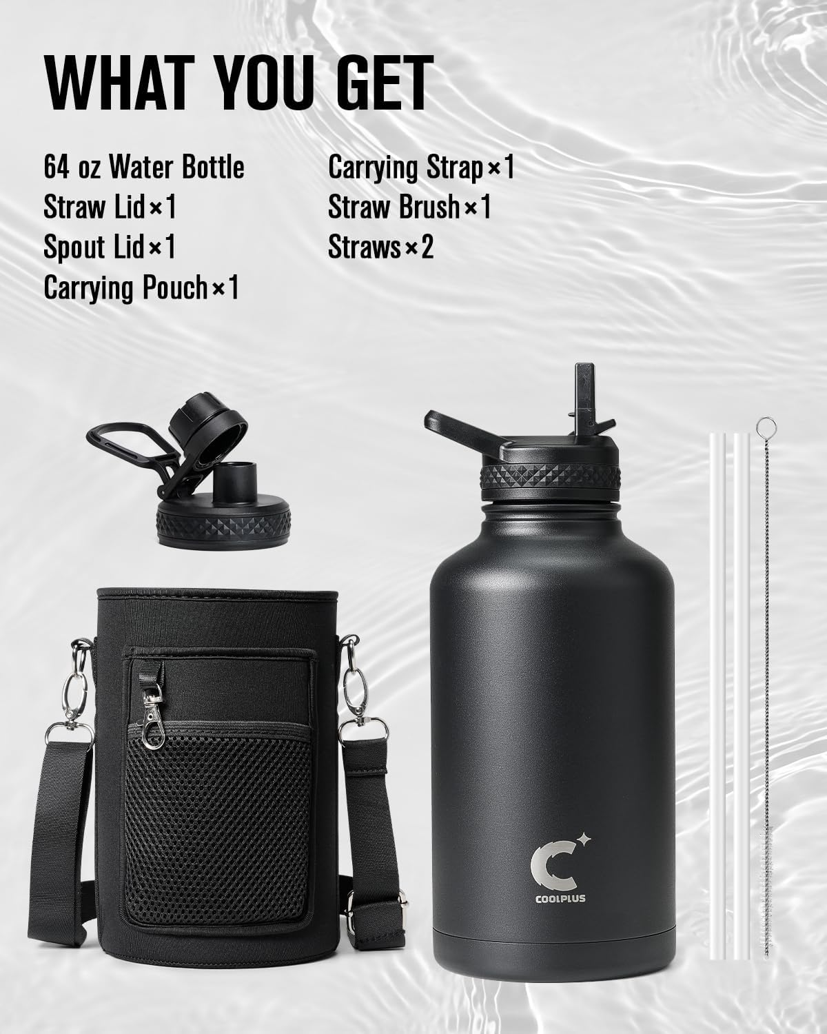 64 oz Stainless Steel Water Bottle With Sleeve