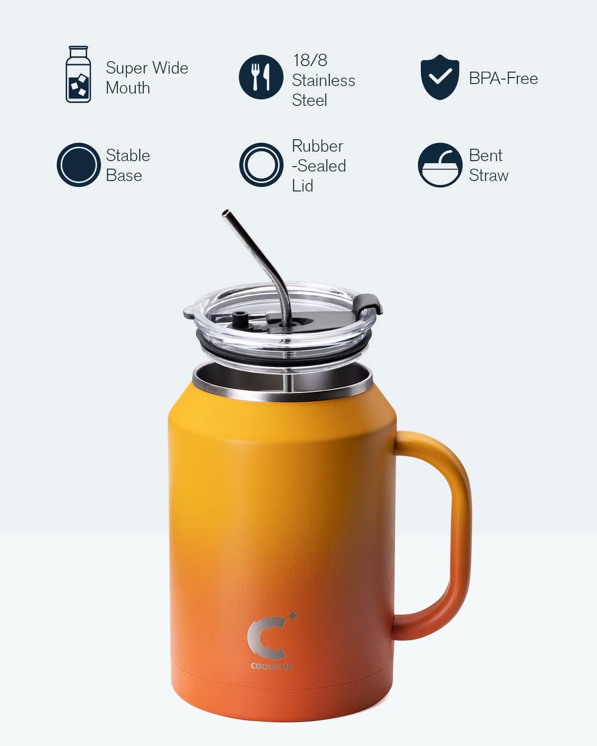 50 oz Mug Tumbler with Handle and Straw
