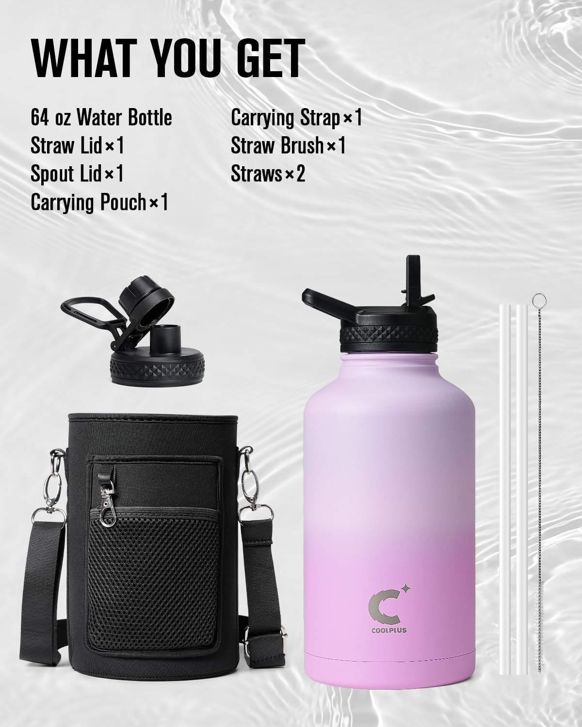 64 oz Stainless Steel Water Bottle With Sleeve