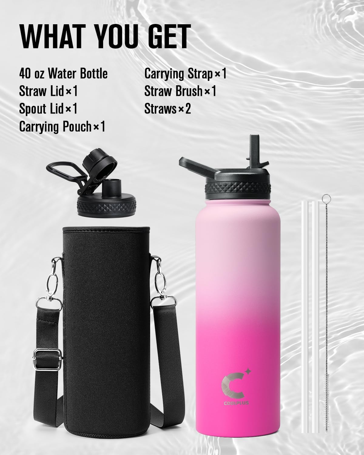 40 oz Stainless Steel Water Bottle With Sleeve