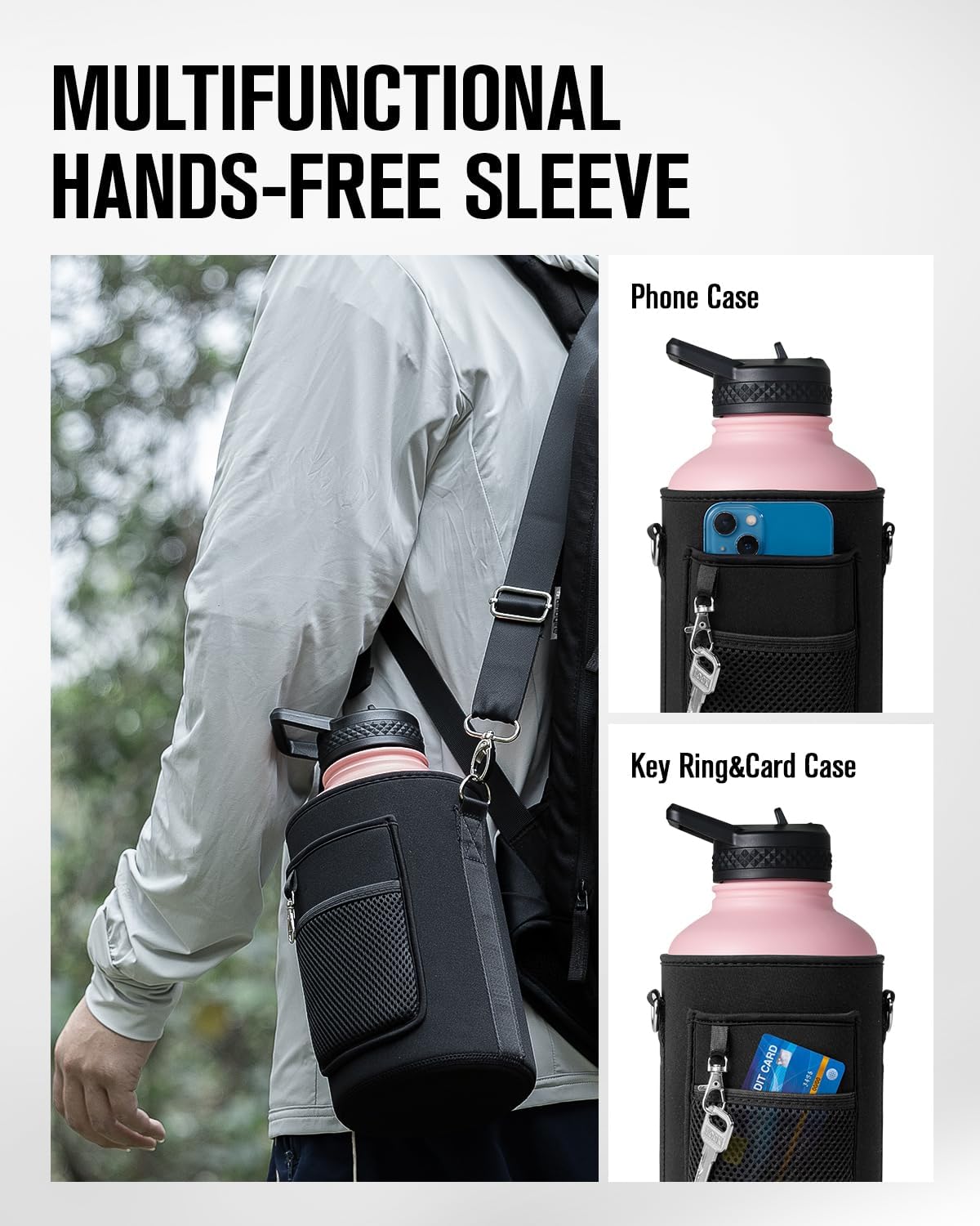 64 oz Stainless Steel Water Bottle With Sleeve