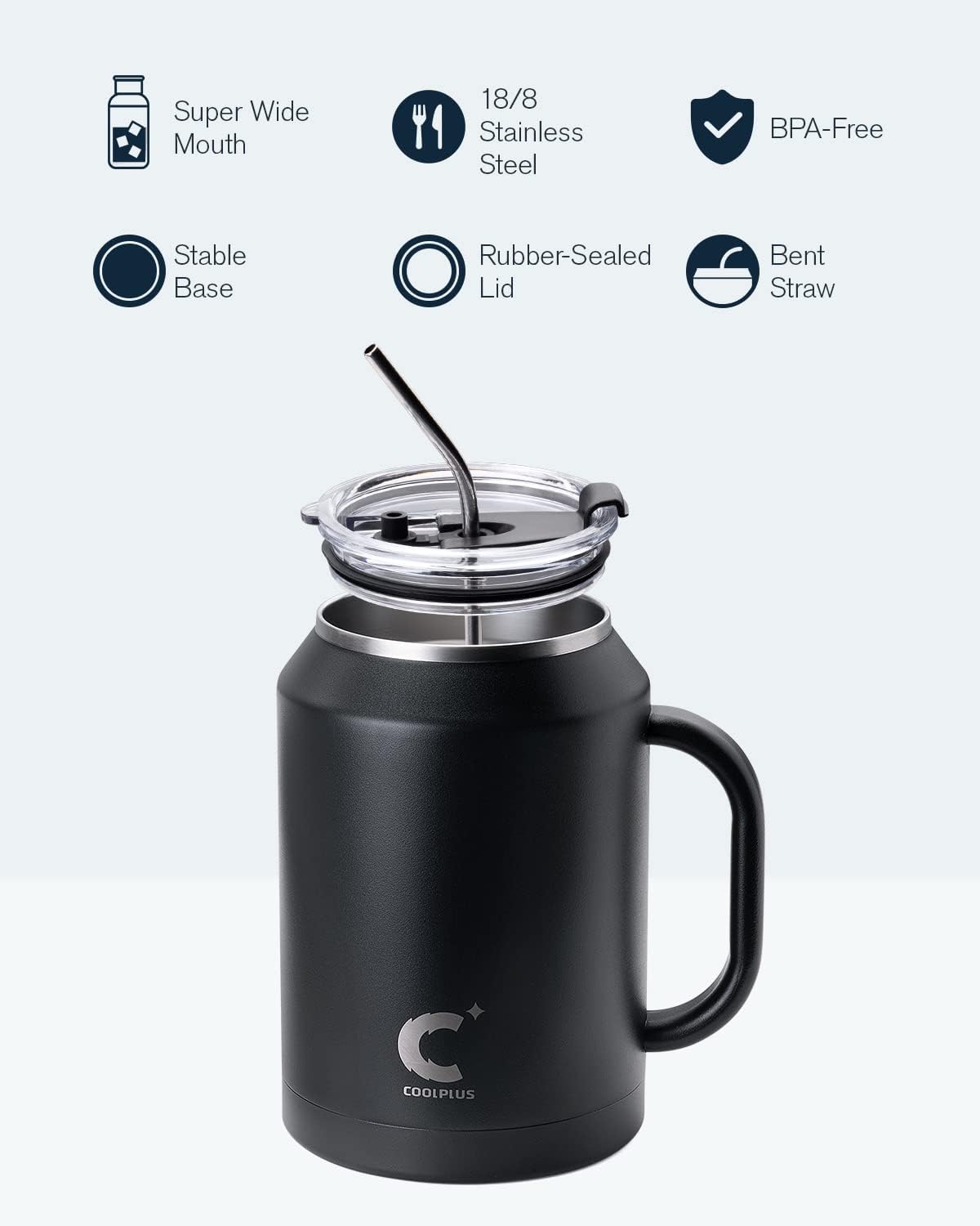 50 oz Mug Tumbler with Handle and Straw