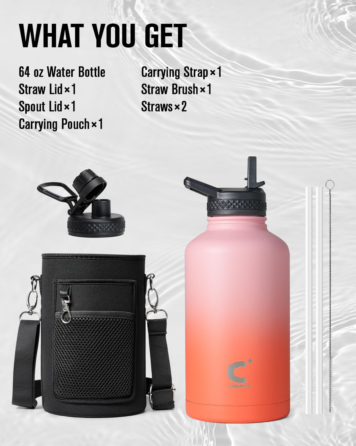 64 oz Stainless Steel Water Bottle With Sleeve