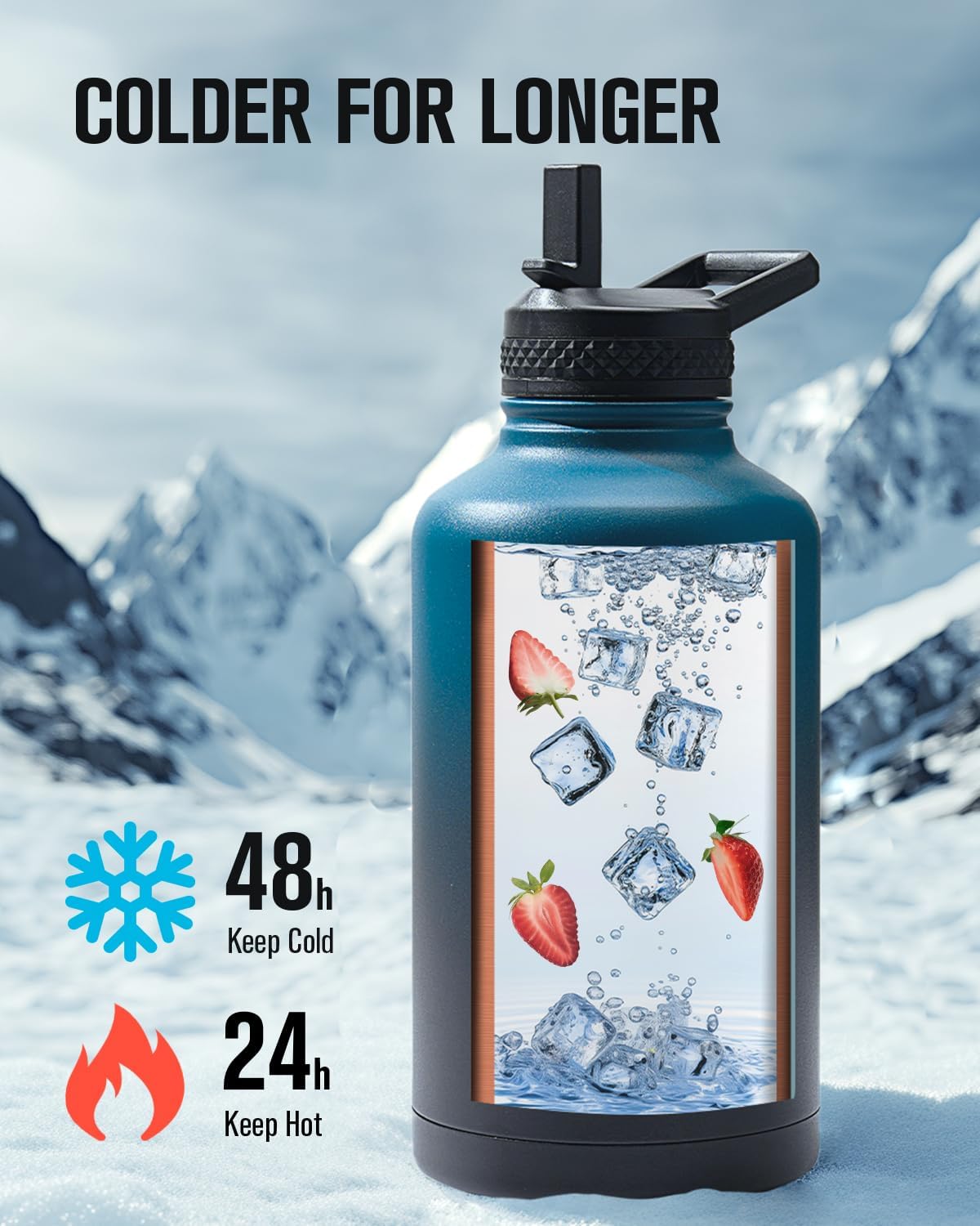 64 oz Insulated Water Bottle With Straw