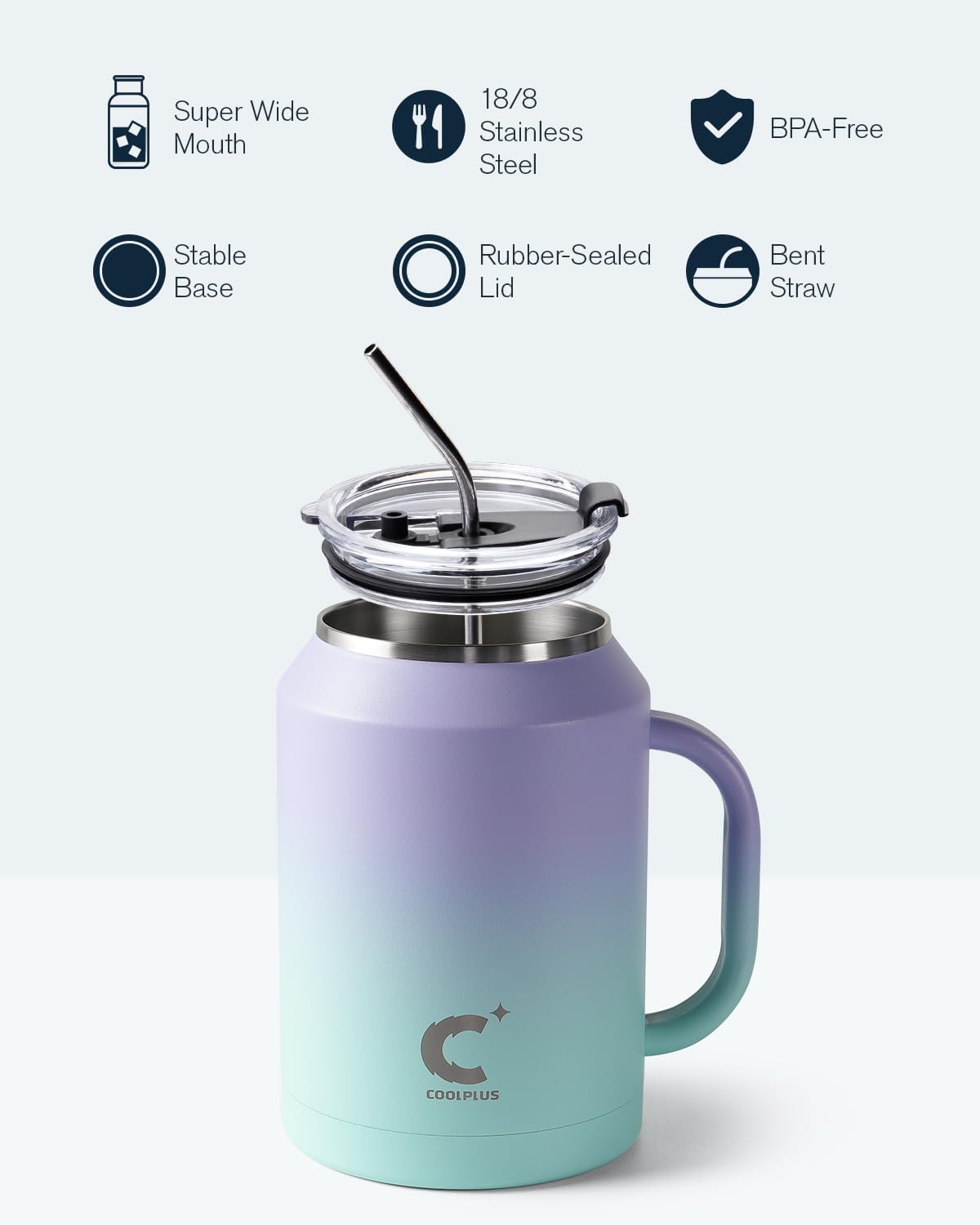 50 oz Mug Tumbler with Handle and Straw
