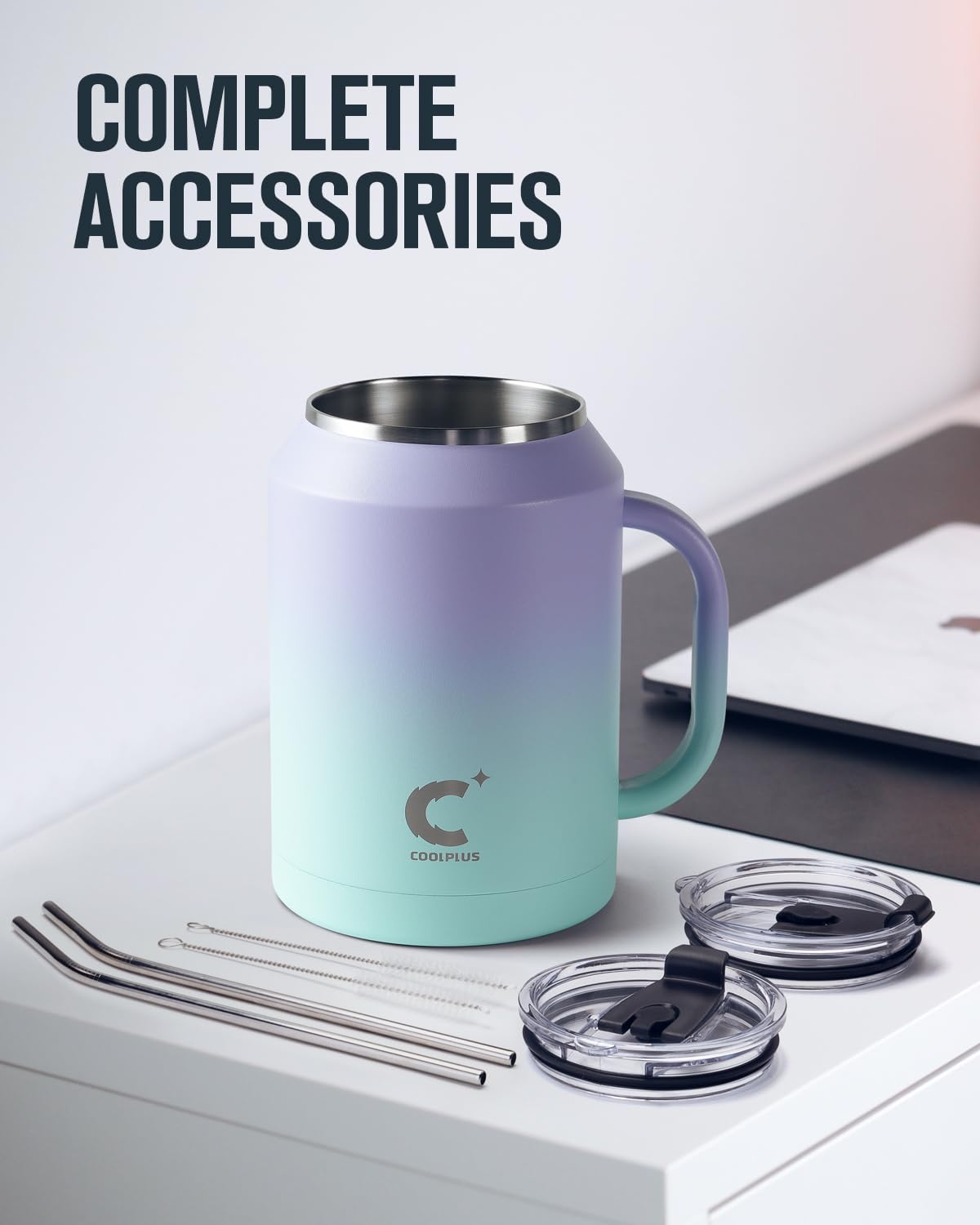 50 oz Mug Tumbler with Handle and Straw