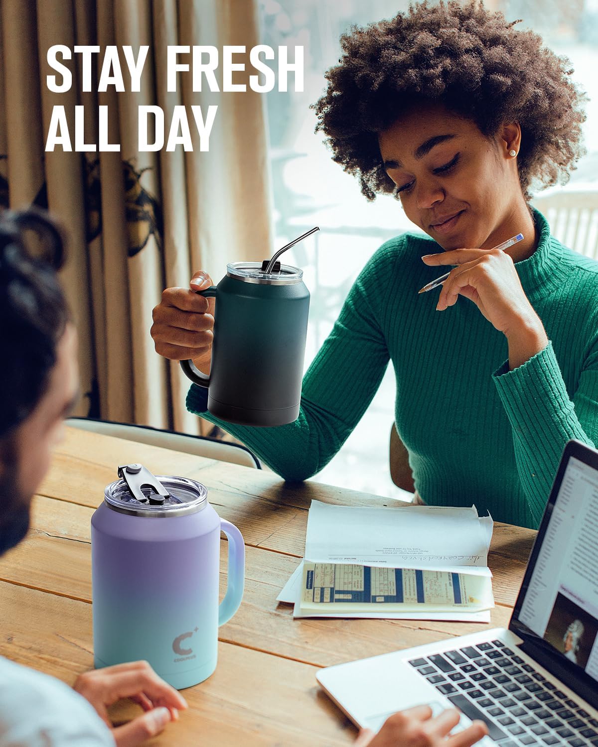 50 oz Mug Tumbler with Handle and Straw