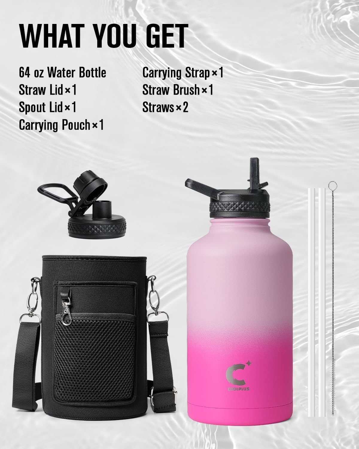 64 oz Stainless Steel Water Bottle With Sleeve