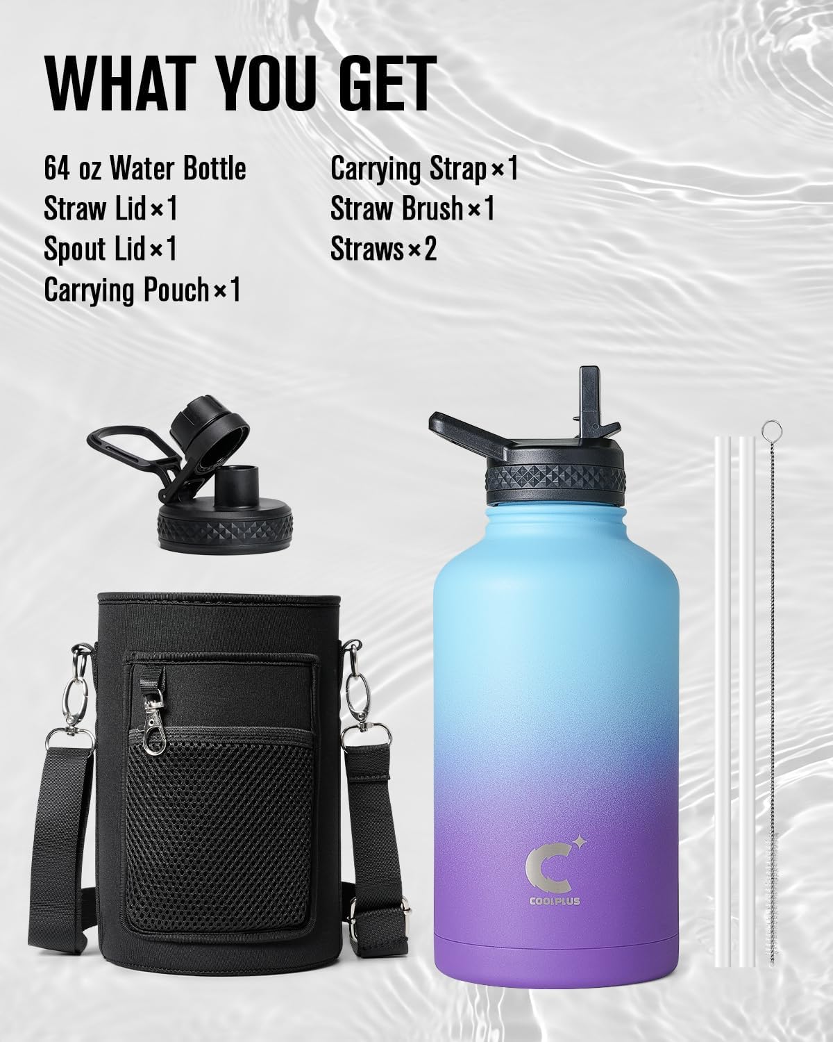 64 oz Stainless Steel Water Bottle With Sleeve