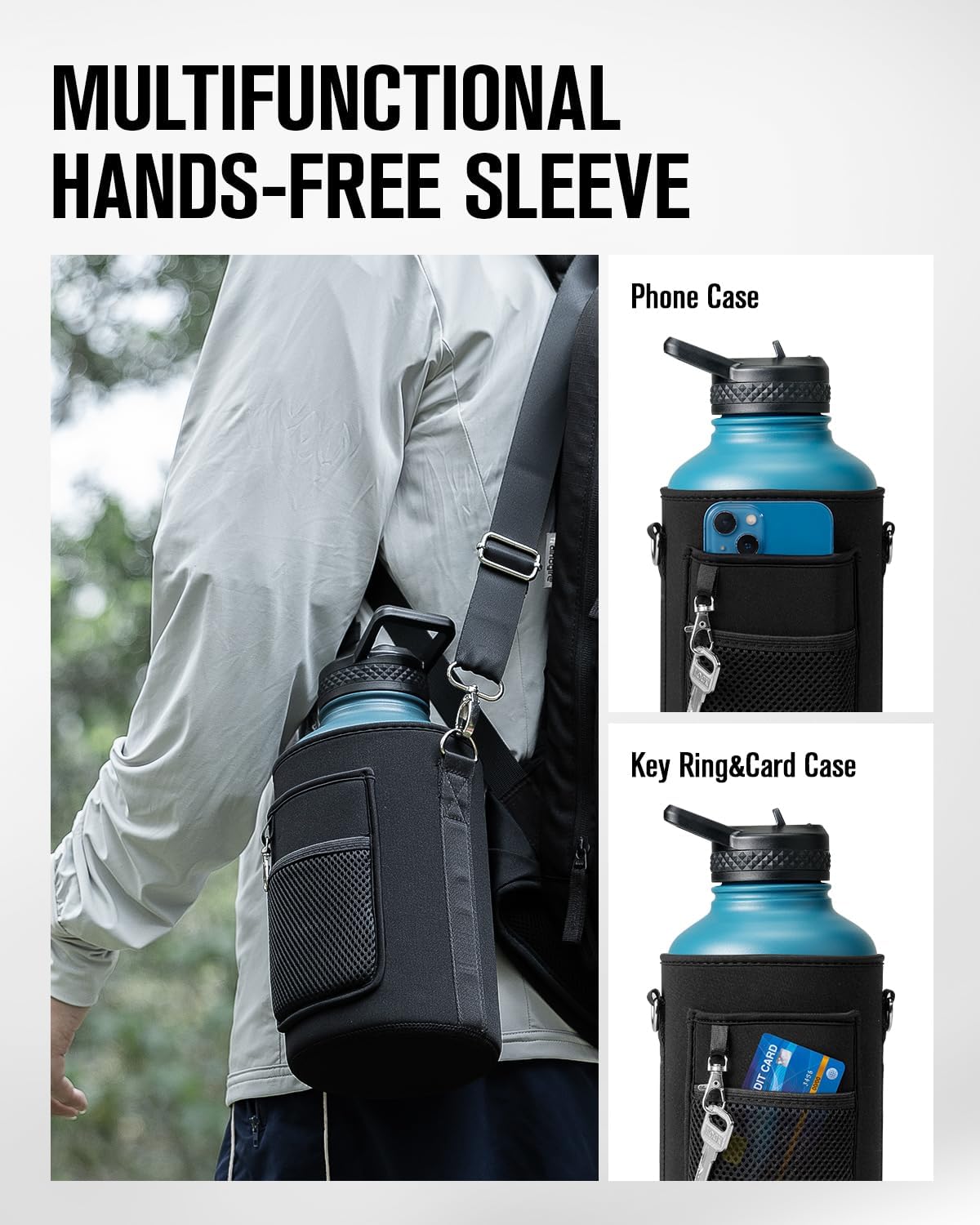 64 oz Stainless Steel Water Bottle With Sleeve