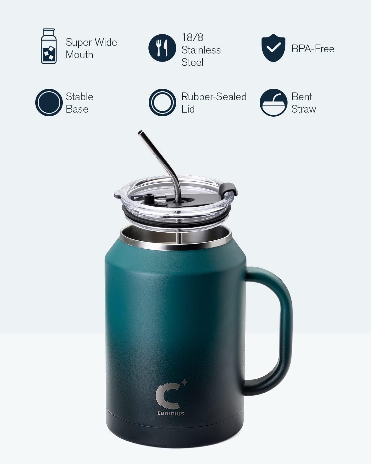 50 oz Mug Tumbler with Handle and Straw