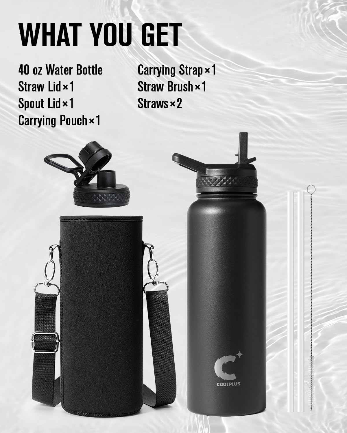 40 oz Stainless Steel Water Bottle With Sleeve