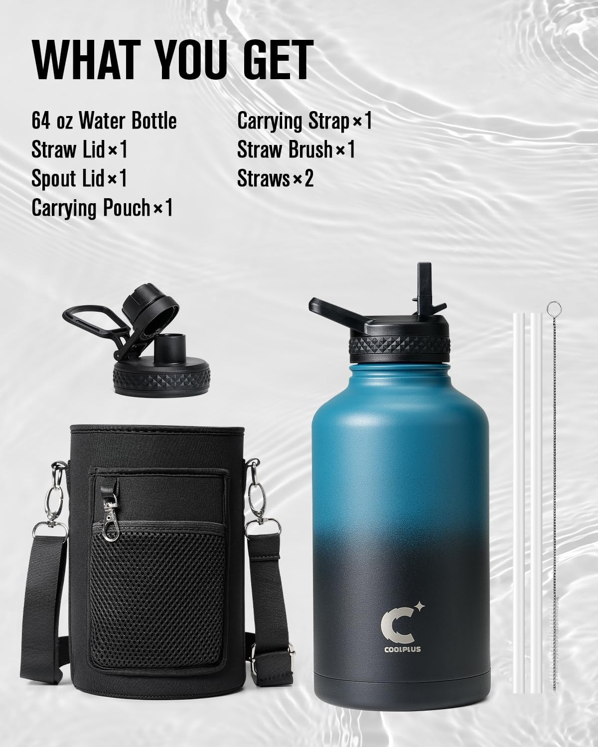 64 oz Stainless Steel Water Bottle With Sleeve