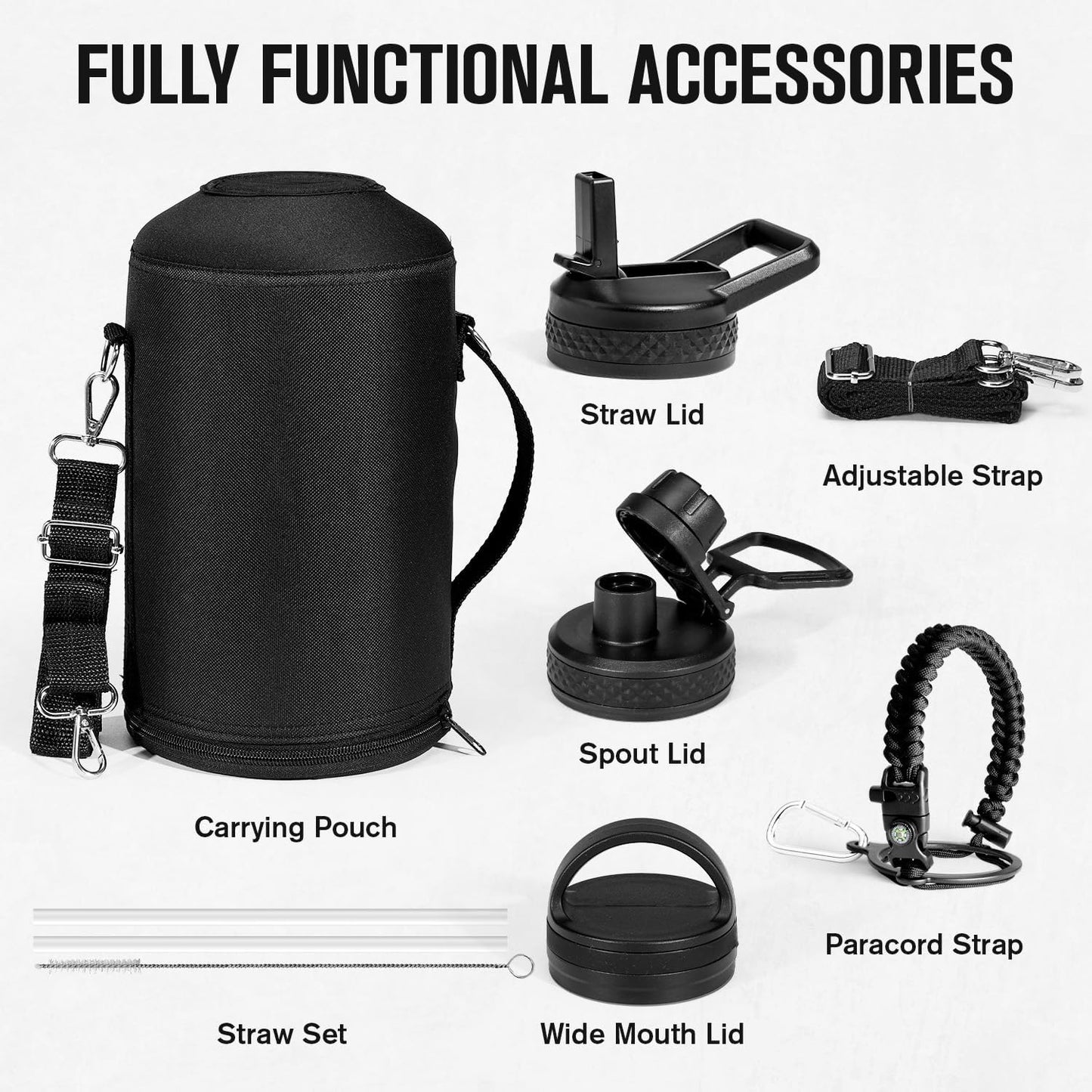 128 oz Insulated Water Bottle with Paracord