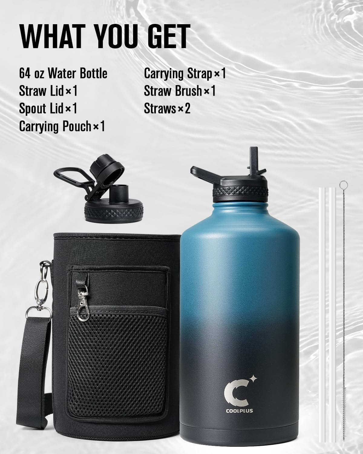 128 oz Stainless Steel Water Bottle With Sleeve