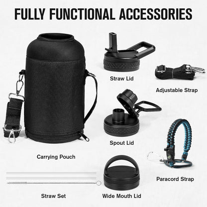 64 oz Insulated Water Bottle with Paracord