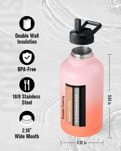 64 oz Stainless Steel Water Bottle With Sleeve