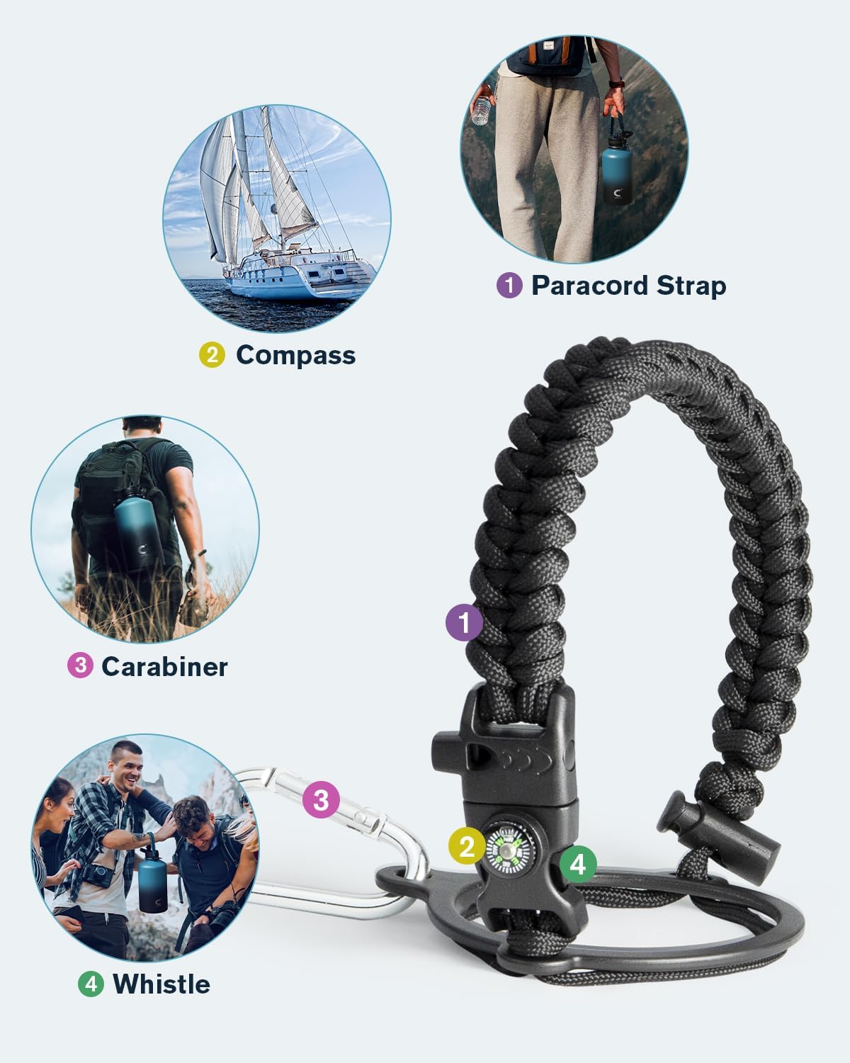 64 oz Insulated Water Bottle with Paracord