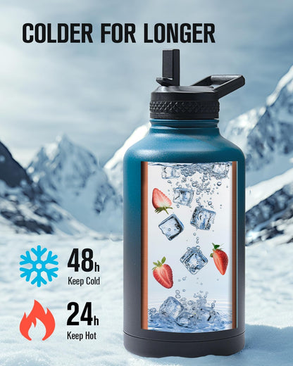 64 oz Insulated Water Bottle With Straw