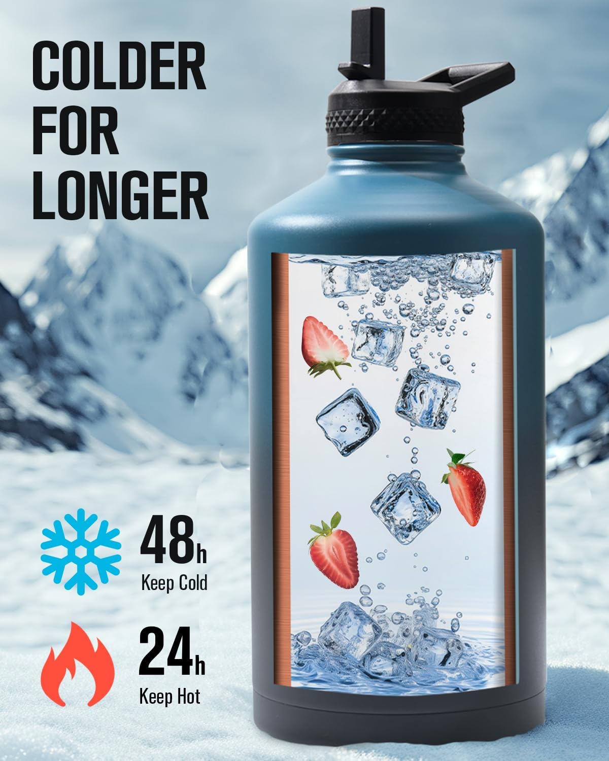 128 oz Stainless Steel Water Bottle With Sleeve