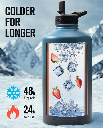 128 oz Stainless Steel Water Bottle With Sleeve