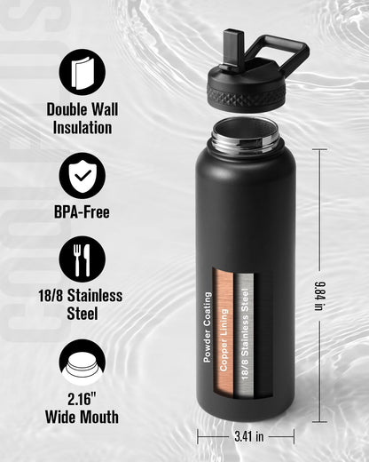 40 oz Stainless Steel Water Bottle With Sleeve