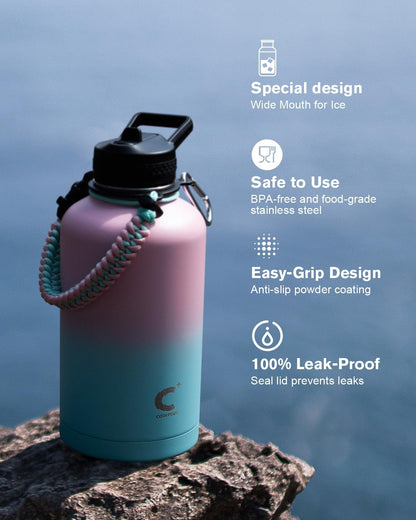 64 oz Insulated Water Bottle with Paracord