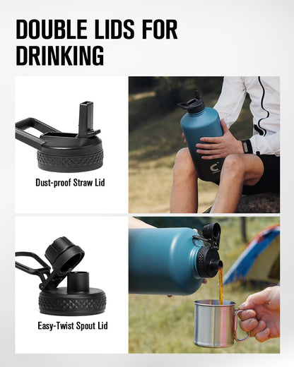 128 oz Stainless Steel Water Bottle With Sleeve